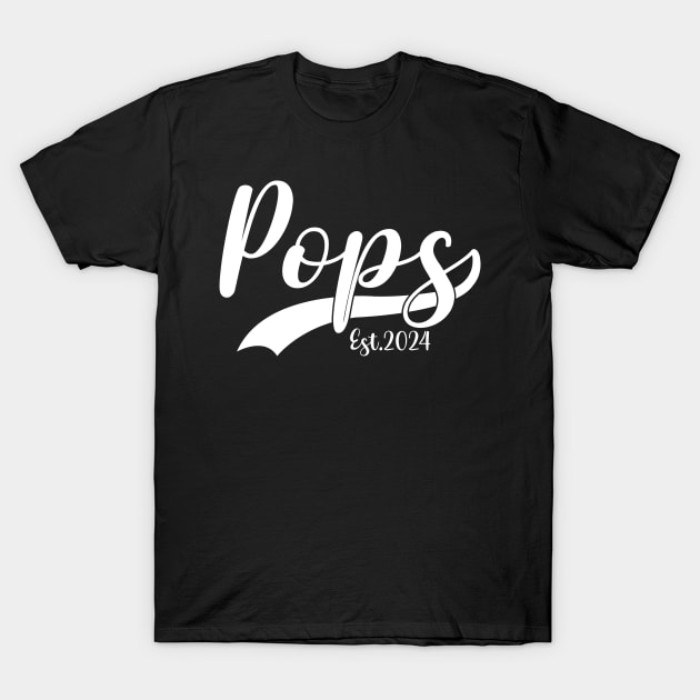 Pops Est 2024 Fathers Day For New Dad Pregnancy T-Shirt by New Hights